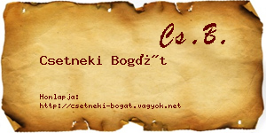 Csetneki Bogát névjegykártya